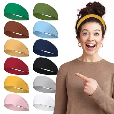 Red Sweat Absorbing Headband for Men Women Running Fitness