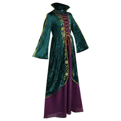 Halloween Medieval Winifred Cosplay Dress Green Purple