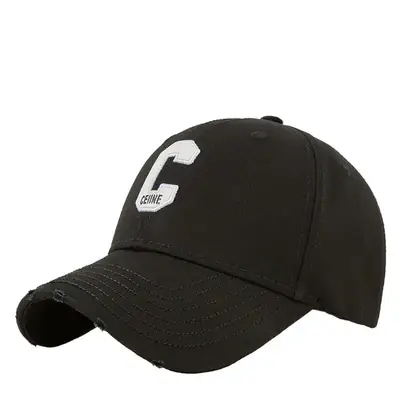 Men Curved Brim Golf Cap with Letter Embroidery