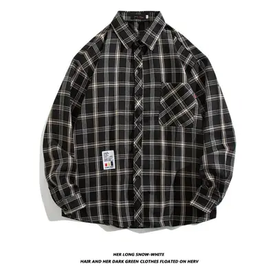 Men's Plaid Long Sleeve Shirt Brown Blue Checkered