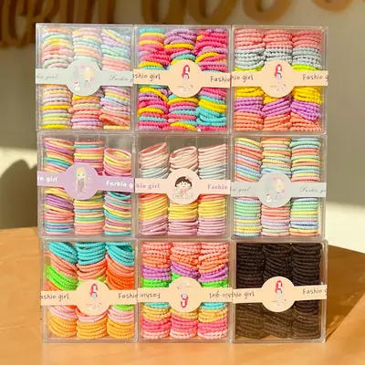 Children's Rubber Hair Bands Black 60-90 Pack