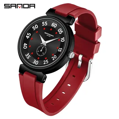 Sanda Watch Rose Gold Black Strap Waterproof Quartz