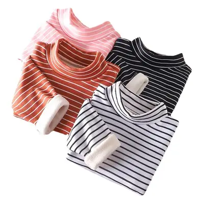 Girls Striped Fleece Lined Sweater Top