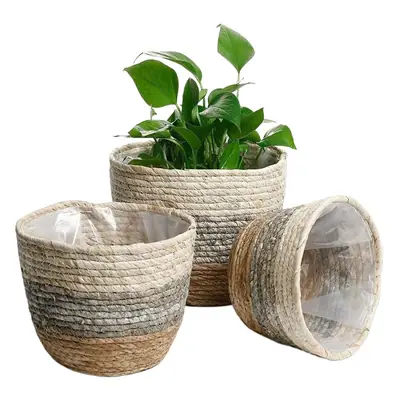 Straw flower pot yard plant pot flower rattan flower basket desktop Amazon bamboo basket soil bamboo basket