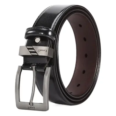 Men's Leather Belt Brown Silver Buckle