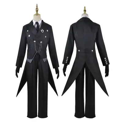 Black Deacon Cosplay Suit for Sebas Butler Tien Tuxedo Master Charles