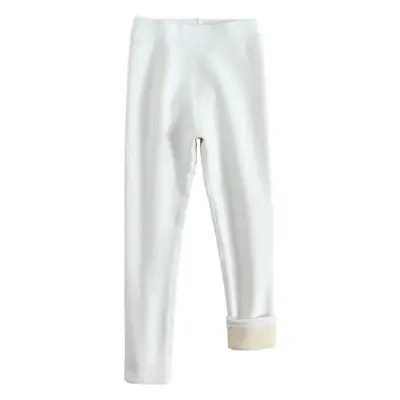 Girls Fleece Leggings White Capri Pants Autumn Winter