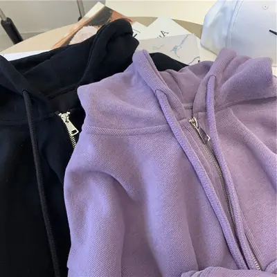 Purple Hooded Sweatshirt Women 2025 Winter Casual