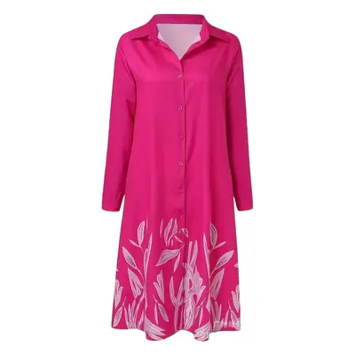 Pink Floral Printed Cardigan Dress for Women