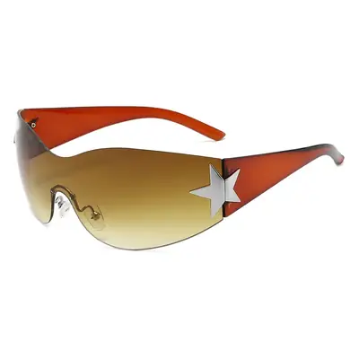 Aviator Sunglasses with Star Design, White & Grey, One-Piece Frame