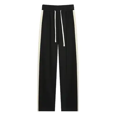 Men's 2022 Striped Sweat Pants Black White Loose Fit