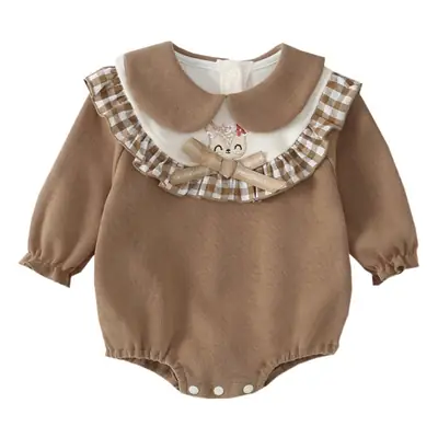 Baby Girl's Brown Cotton One-Piece Outfit