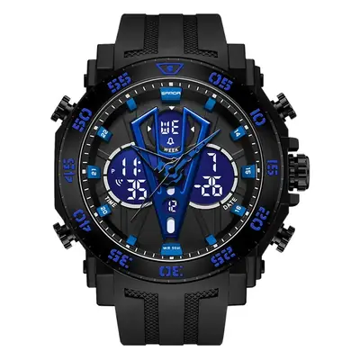 Sanda Dual Display Watch Men's Green Luminous Alarm Clock