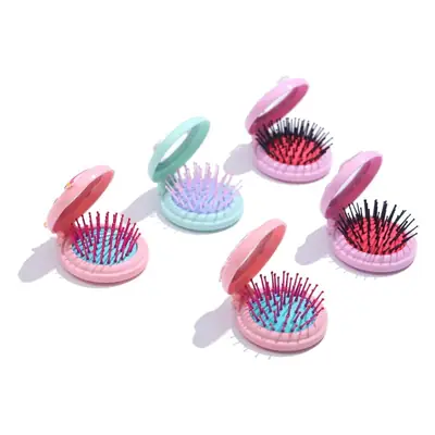 Cute Patch Comb Air Cushion Makeup Mirror Pink