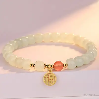 Guan Yu Jade Bracelet with Salt Pearl Pendant