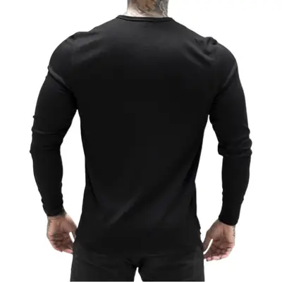 Men Black Long Sleeve V-Neck T-Shirt XXXL