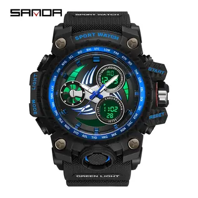 Sanda Men's Black Sport Watch with Digital Display