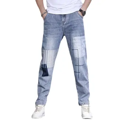Men Skinny Light Blue Hip-Hop Jeans 2022