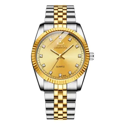 Chenxi Gold & Silver Couple Watches Rhinestone Dial