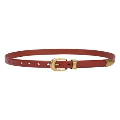 Women's Vintage Buckle Cowhide Belt Teal Gold