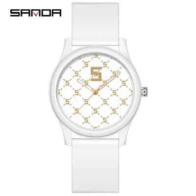Sanda Minimalist Detachable Electronic Watch White Silicone Strap