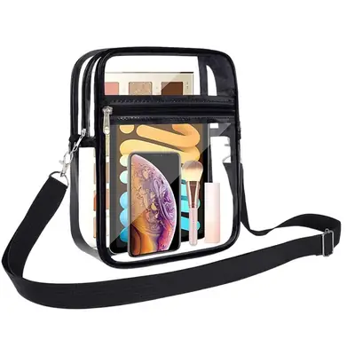 Transparent PVC Crossbody Bag 23x18x7cm Waterproof Beach Gym