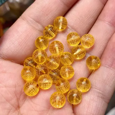 Natural Russian Amber Heart Sutra Beads Water Purification Gold Amber Loose Beads