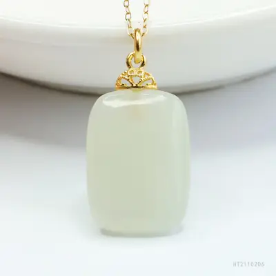 Guan Yu S925 Silver Inlaid Natural Hetian Jade Pendant