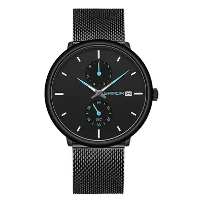 Sanda Black Mesh Belt Quartz Watch for Men