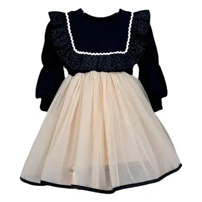 2023 New Winter Girl's Dress Women's Puffy Yarn Base Princess Western Style Korean Fleece Mesh Dress 77125