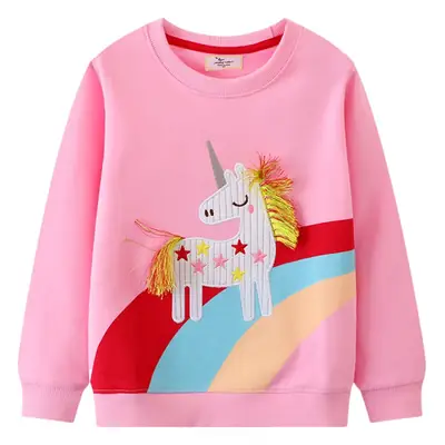 Girls Unicorn Sweatshirt Pink Long Sleeve