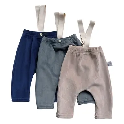 Baby Fleece Suspenders Winter Pants Beige Korean