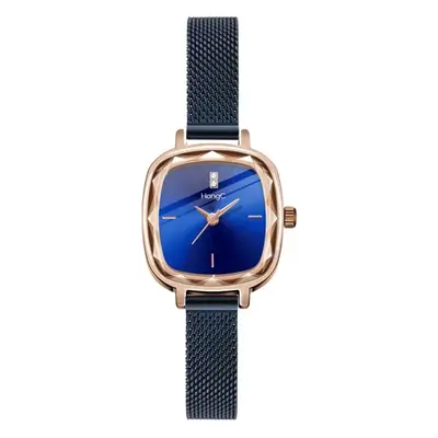 Blue Square Watch with Gold Plated Case & Black Belt