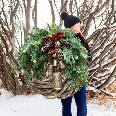 Super Factory Christmas Christmas Wreath Farmhouse Bohemian Wreath Bell Wreath Door Hanging
