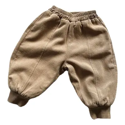 Winter Fleece Pants for Boys Girls Brown Beige Grey