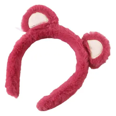 Cute Strawberry Bear Headband for Girls Makeup Mask