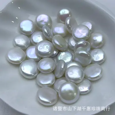 Natural Freshwater Pearls Wholesale Baroque Buttons White Pearls Flat Loose Beads Can DIY
