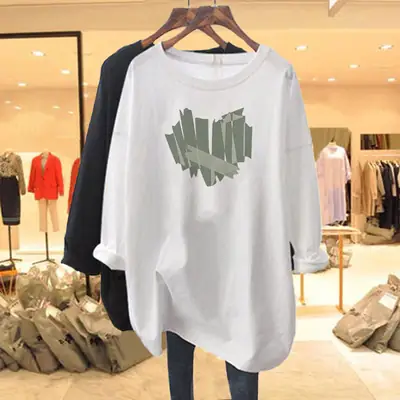 Maternity Long Sleeve T-Shirt Women White Cotton Loose Fit