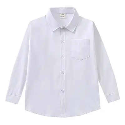 White Long Sleeve Button-Down Shirt for Girls Boys