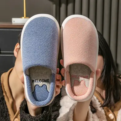 Cotton Slippers Women's Winter Indoor Home Couple's 2022 New Warm Non-slip Plush Men's Outer Wear Autumn and Winter
