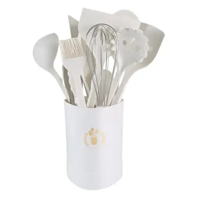 Wooden Handle Silicone Kitchenware 13 Pieces suit Storage Barrel Kitchen Tools Non-stick Cooking Spoon suit
