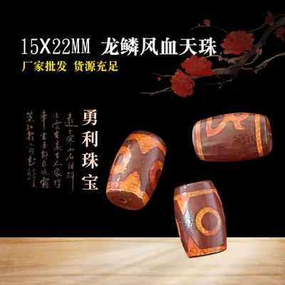 Xizang Dragon Scale Tianzhu Agate Beads 15x22mm