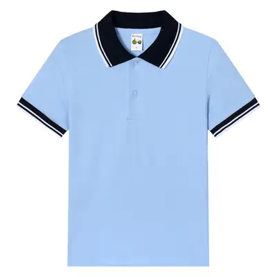 Light Blue Polo T-Shirt for Boys Girls Cotton Short Sleeve