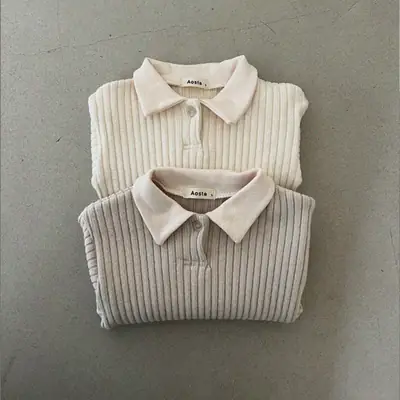White Knit T-Shirt with Black Pants for Baby