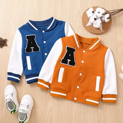 Navy Blue & Yellow A-Line Bomber Jacket for Kids