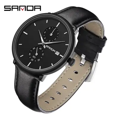 Sanda Men's Black Quartz Watches 7 Models