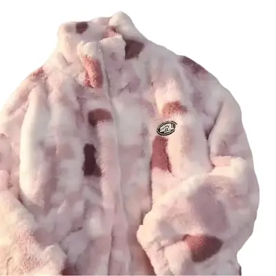 Pink Fleece Jacket Women Winter Warm Double Sided