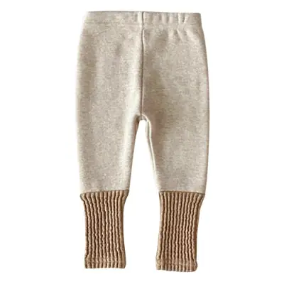 2026 Korean Baby Fleece Leggings Winter Warm Patchwork