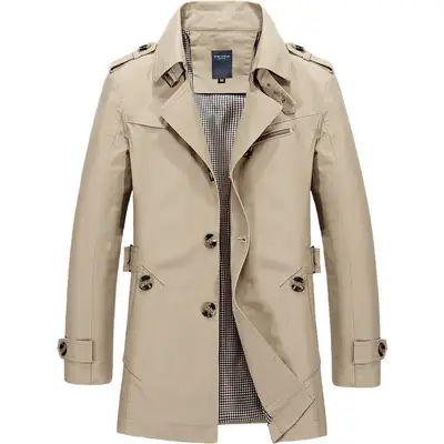 Men's Pure Cotton Beige Coat 2022 Spring Autumn