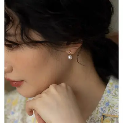 Natural Pearl Earrings White Zircon 925 Silver